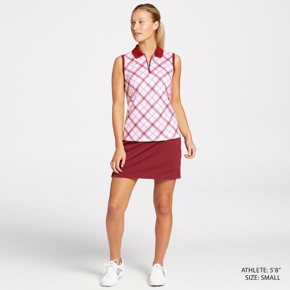 NWT Lady Hagen Women's Clubhouse Plaid Sleeveless Golf Polo - Picture 3 of 7
